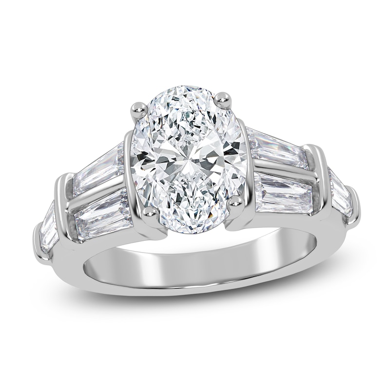 Main Image 1 of Oval-Cut Lab-Grown Diamond Engagement Ring 3-1/2 ct tw 14K White Gold