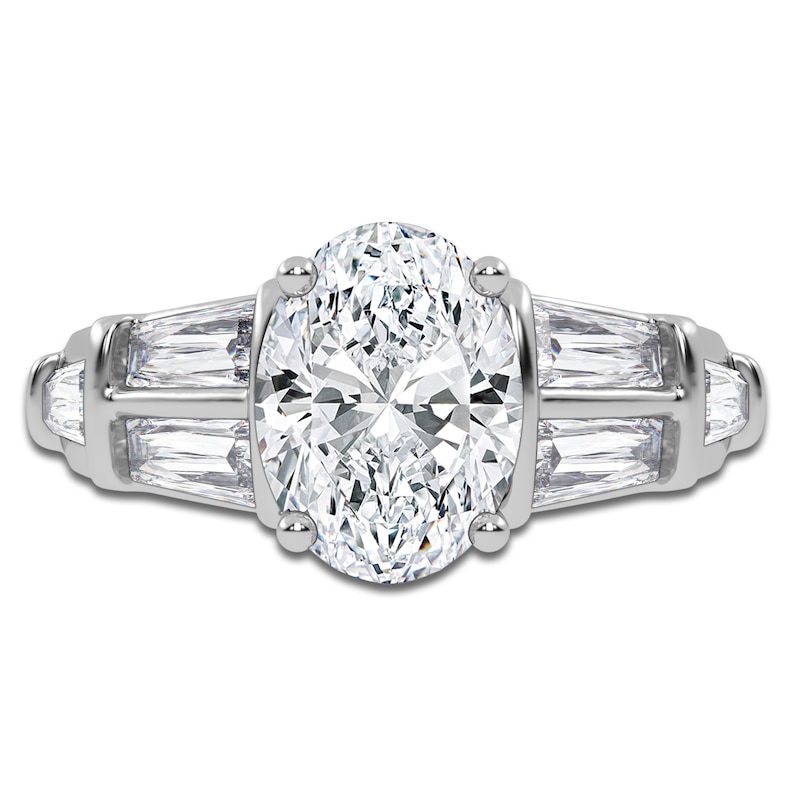 Main Image 3 of Oval-Cut Lab-Grown Diamond Engagement Ring 3-1/2 ct tw 14K White Gold