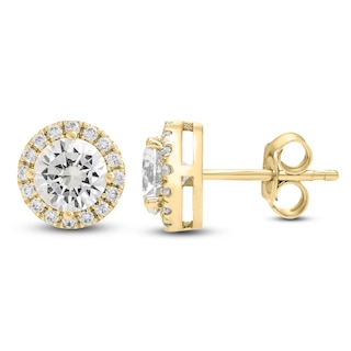 Jared Signature Diamond Halo Stud Earrings 2 ct tw 14K Yellow Gold