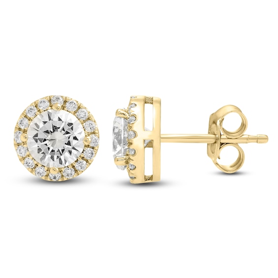 Jared Signature Diamond Halo Stud Earrings 2 ct tw 14K Yellow Gold