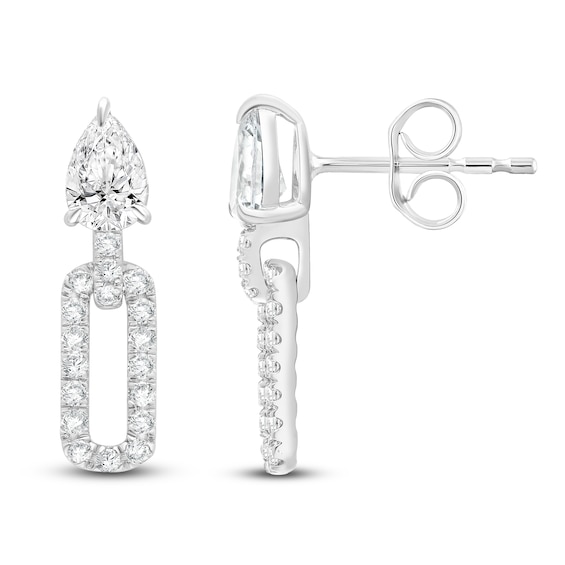 Jared Signature Pear-Shaped Lab-Grown Diamond Link Drop Earrings 2 ct tw 14K White Gold