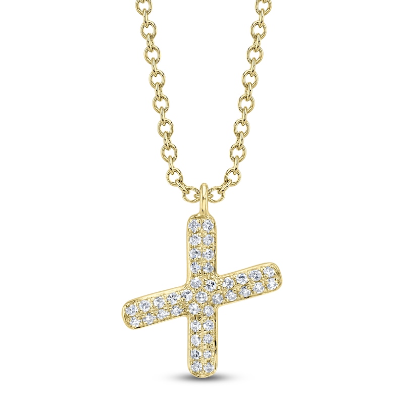 Main Image 1 of Shy Creation Bubble "X" Diamond Initial Necklace 1/10 ct tw 14K Yellow Gold 18" SC55028332-X