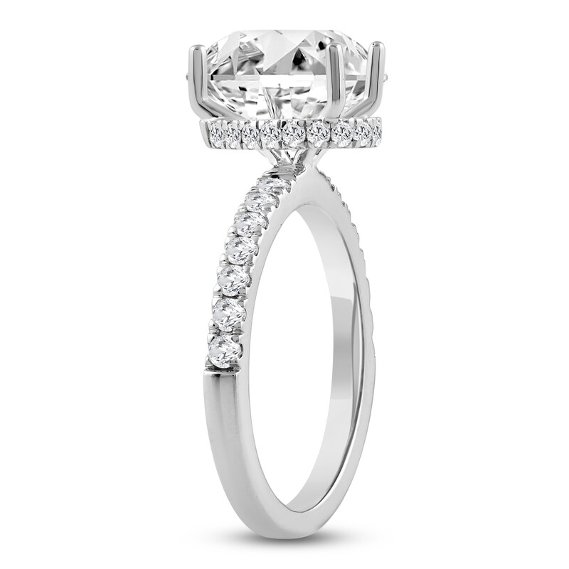 Main Image 2 of Pear-Shaped Lab-Grown Diamond Hidden Halo Engagement Ring 2-1/2 ct tw 14K White Gold