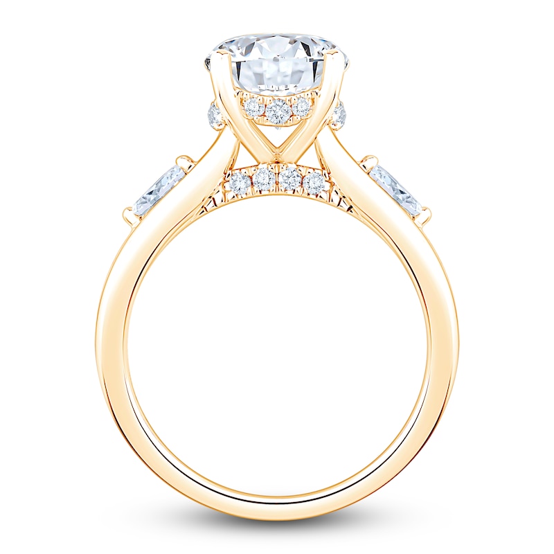 Main Image 2 of Oval-Cut Lab-Grown Diamond Hidden Halo Engagement Ring 3-1/3 ct tw 14K Yellow Gold