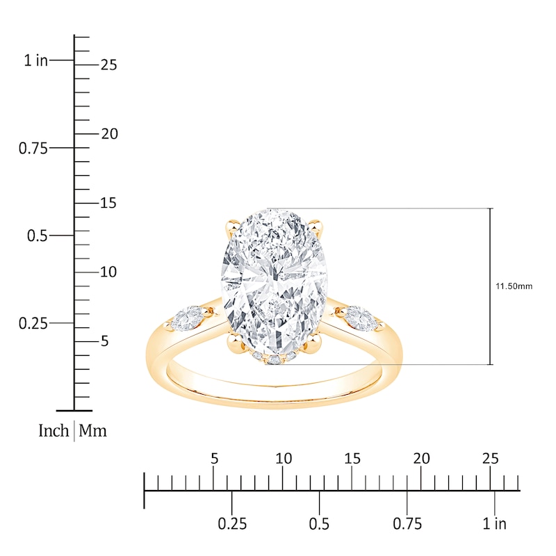 Main Image 4 of Oval-Cut Lab-Grown Diamond Hidden Halo Engagement Ring 3-1/3 ct tw 14K Yellow Gold