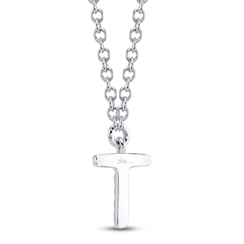 Main Image 3 of Shy Creation Diamond Accent Initial "T" Necklace 14K White Gold 18" SC55007903-T