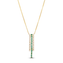 Le Vian Natural Emerald Dangle Necklace 3/8 ct tw Diamonds 14K Honey Gold 19"