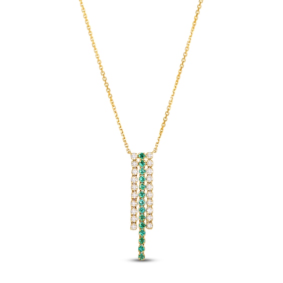 Le Vian Natural Emerald Dangle Necklace 3/8 ct tw Diamonds 14K Honey Gold 19"