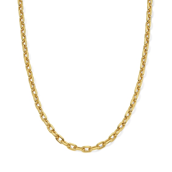 Diamond-Cut Cable Chain Necklace 4.2mm Hollow 10K Yellow Gold 22"