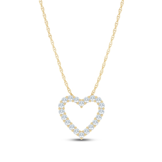Jared Signature Lab-Grown Diamond Heart Outline Necklace 1/4 ct tw 14K Yellow Gold 18"