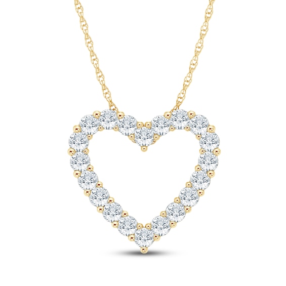Jared Signature Lab-Grown Diamond Heart Outline Necklace 1 ct tw 14K Yellow Gold 18"