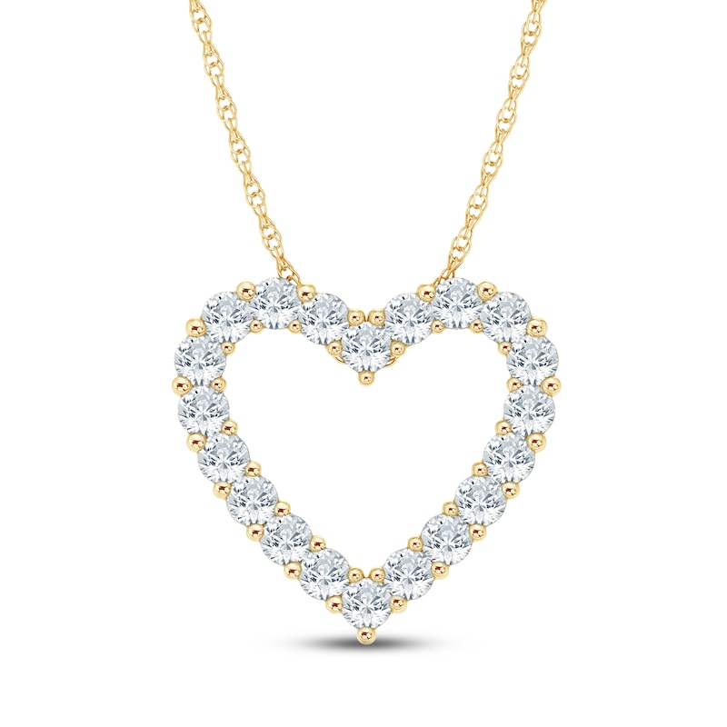 Main Image 1 of Jared Signature Lab-Grown Diamond Heart Outline Necklace 1 ct tw 14K Yellow Gold 18"
