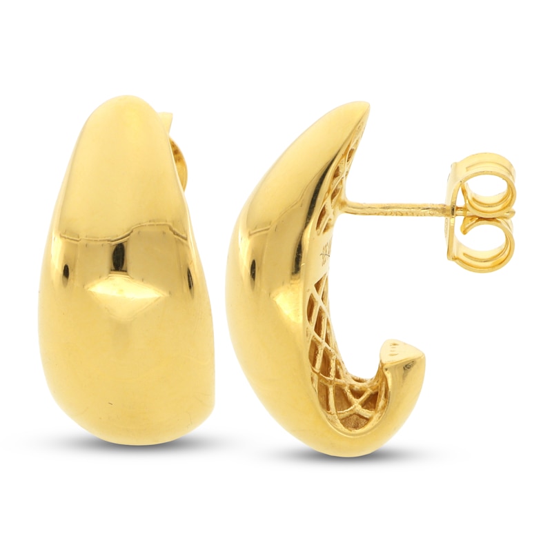 Main Image 1 of Italia D'Oro Sculpted Teardrop J-Hoop Earrings 14K Yellow Gold-Plated Sterling Silver