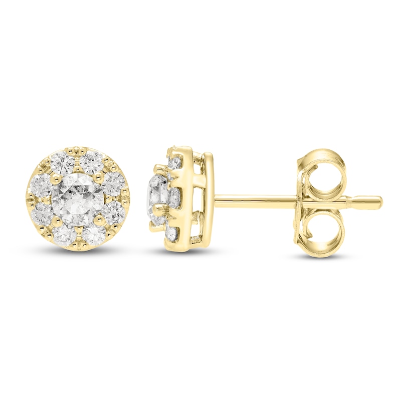 Main Image 1 of Jared Signature Diamond Halo Stud Earrings 1/4 ct tw 10K Yellow Gold