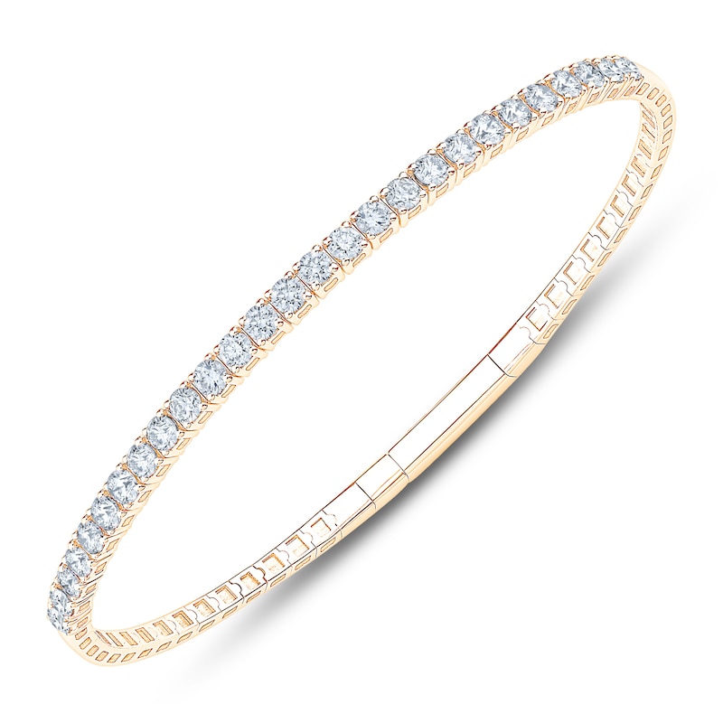 Main Image 1 of Jared Signature Lab-Grown Diamond Flex Bangle Bracelet 2 ct tw 14K Yellow Gold Size Small