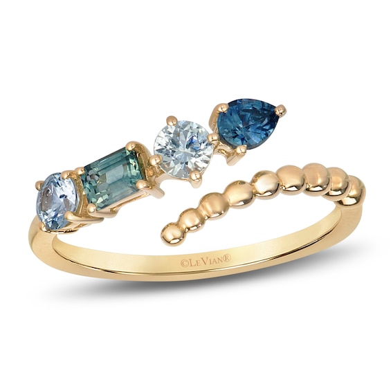 Le Vian Pear, Round & Rectangle-Cut Montana Sapphire Ombré™ Bypass Ring 14K Honey Gold
