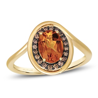 Le Vian Oval-Cut Natural Citrine Ring 1/8 ct tw Diamonds 14K Honey Gold
