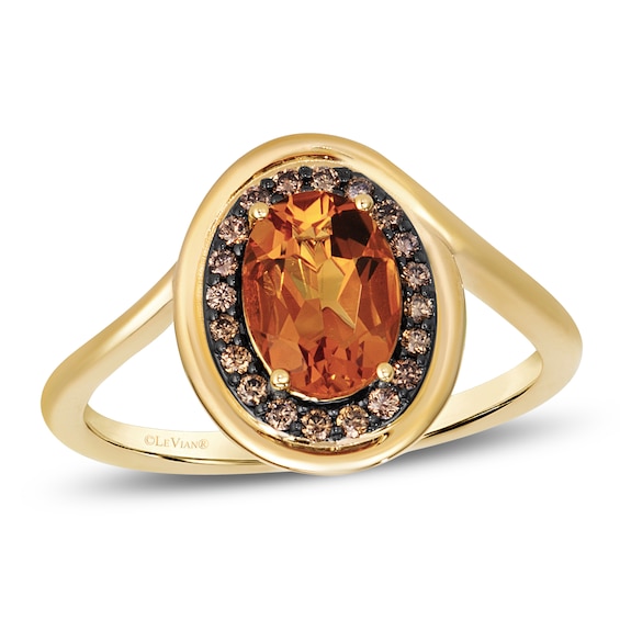 Le Vian Oval-Cut Natural Citrine Ring 1/8 ct tw Diamonds 14K Honey Gold