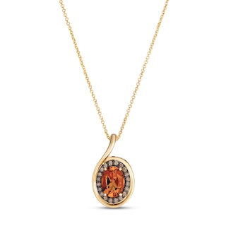 Le Vian Oval-Cut Natural Citrine Necklace 1/8 ct tw Diamonds 14K Honey Gold 19"