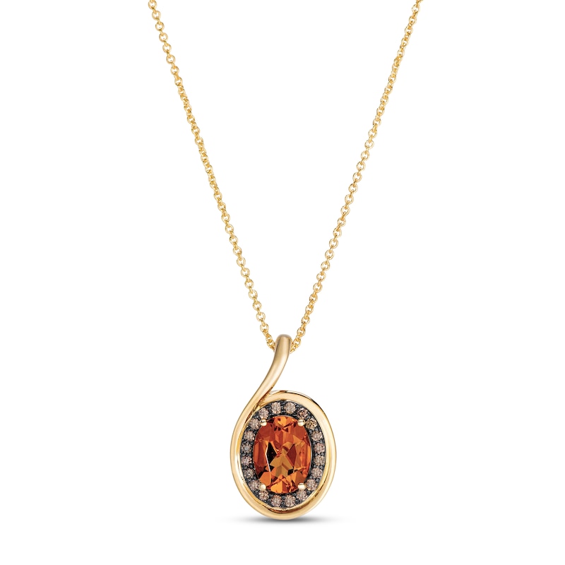 Main Image 1 of Le Vian Oval-Cut Natural Citrine Necklace 1/8 ct tw Diamonds 14K Honey Gold 19"