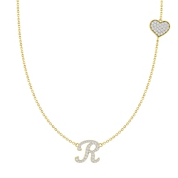 Script Initial Heart Necklace 1/5 ct tw Diamonds 18" (1 Initial)