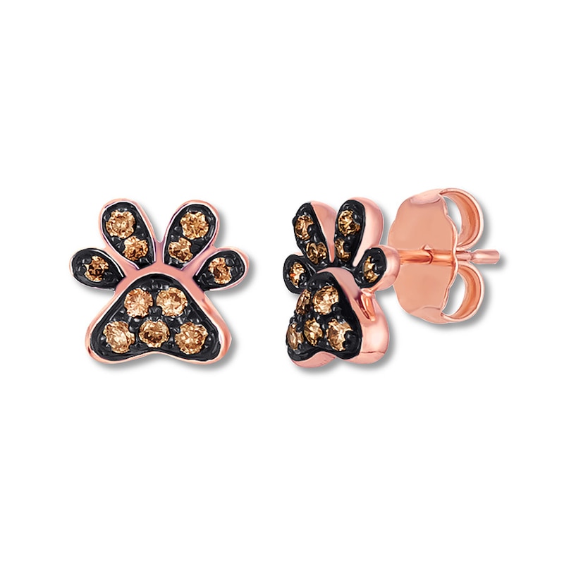 Main Image 1 of Le Vian Dog Paw Earrings 1/6 ct tw Chocolate Diamonds 14K Gold