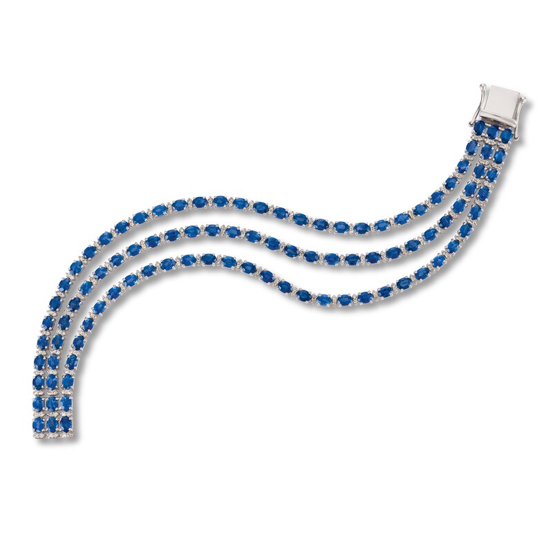 Main Image 1 of Le Vian Natural Sapphire Tennis Bracelet 1-1/3 ct tw Diamonds 14K Vanilla Gold