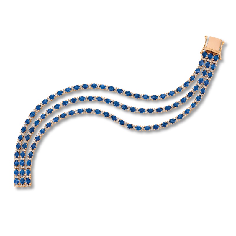 Main Image 1 of Le Vian Natural Sapphire Tennis Bracelet 1-1/3 ct tw Diamonds 14K Strawberry Gold