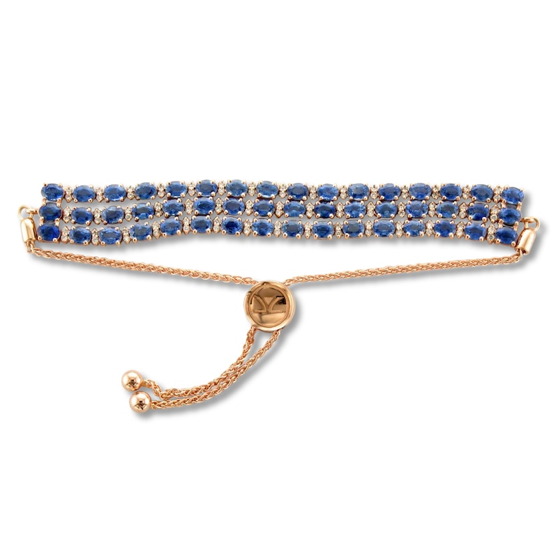 Main Image 1 of Le Vian Natural Sapphire Bolo Bracelet 5/8 ct tw Diamonds 14K Strawberry Gold