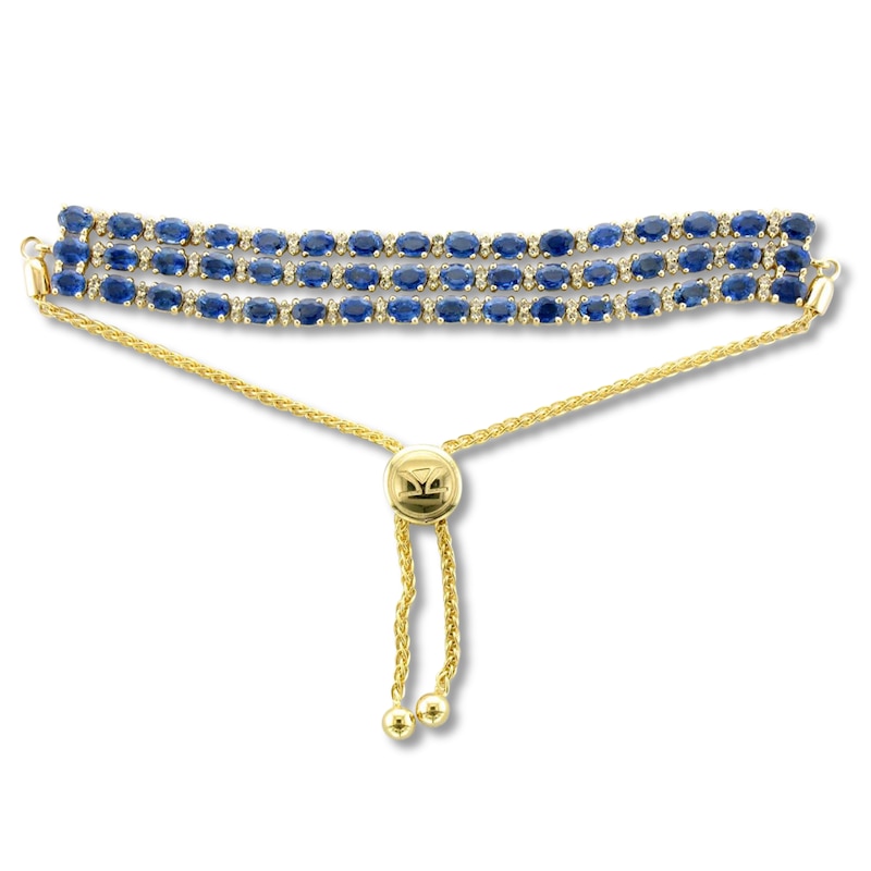 Main Image 1 of Le Vian Natural Blue Sapphire Bolo Bracelet 5/8 ct tw Diamonds 14K Honey Gold