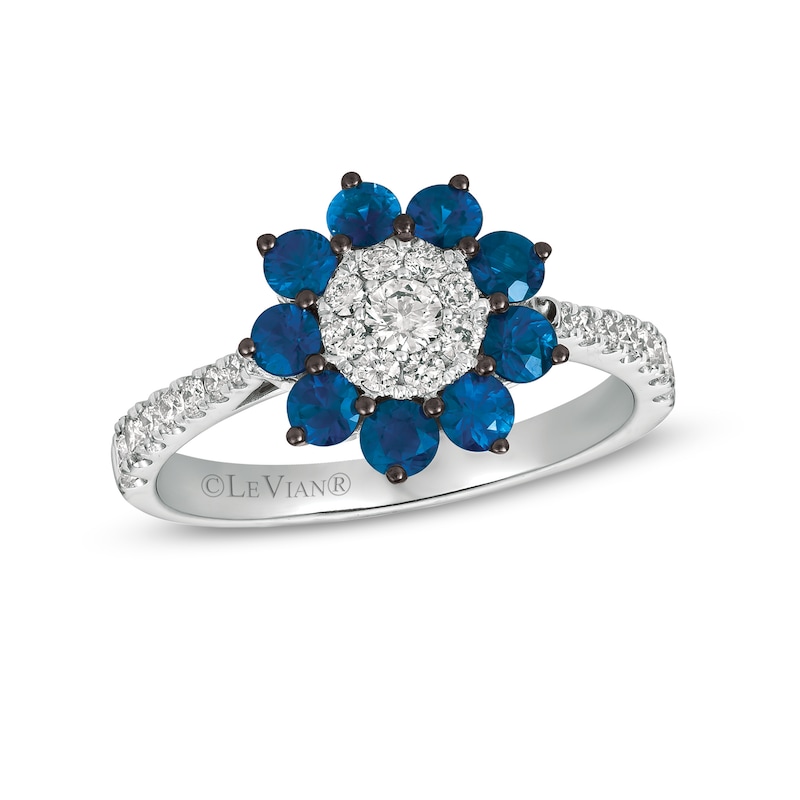 Main Image 1 of Le Vian Natural Blue Sapphire Ring 3/8 ct tw Diamonds 14K Vanilla Gold