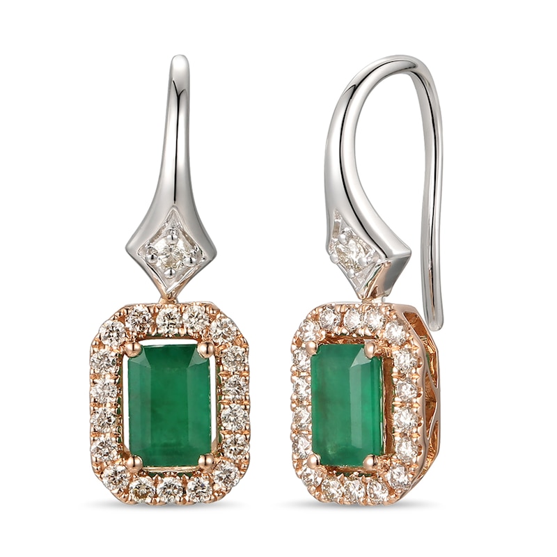Main Image 1 of Le Vian Creme Brulee Emerald Earrings 3/8 ct tw Diamonds 14K Two-Tone Gold