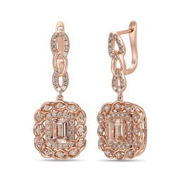 Le Vian Creme Brulee Morganite Earrings 1-1/6 ct tw Diamonds 14K Strawberry Gold