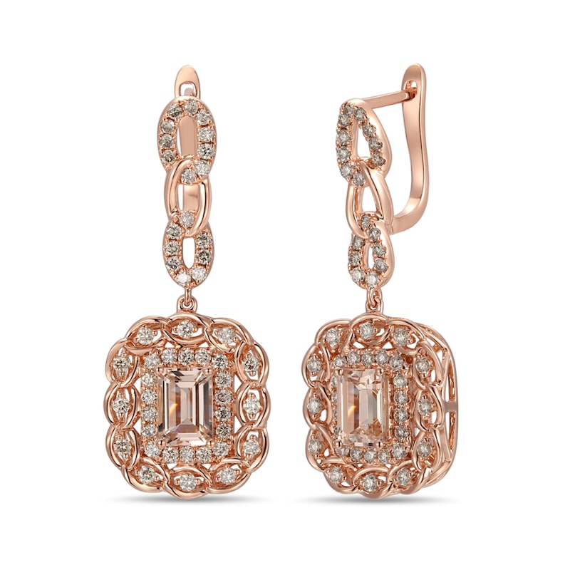 Main Image 1 of Le Vian Creme Brulee Morganite Earrings 1-1/6 ct tw Diamonds 14K Strawberry Gold