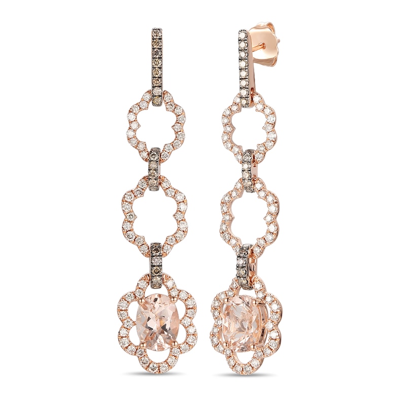 Le Vian Creme Brulee Morganite Earrings 1-1/4 ct tw Diamonds 14K Strawberry Gold