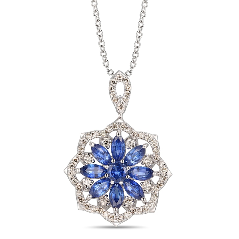 Main Image 1 of Le Vian Creme Brulee Natural Sapphire Necklace 5/8 ct tw Diamonds 14K Vanilla Gold 20"