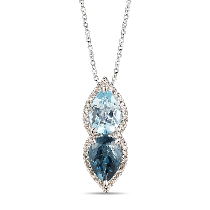 Main Image 1 of Le Vian Creme Brulee Natural Blue Topaz Necklace 1/3 ct tw Diamonds 14K Vanilla Gold 20"