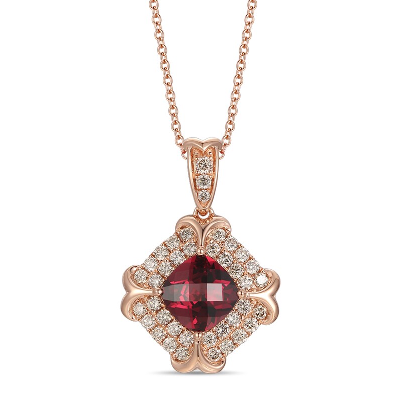 Main Image 1 of Le Vian Creme Brulee Rhodolite Necklace 7/8 ct tw Diamonds 14K Strawberry Gold 20"