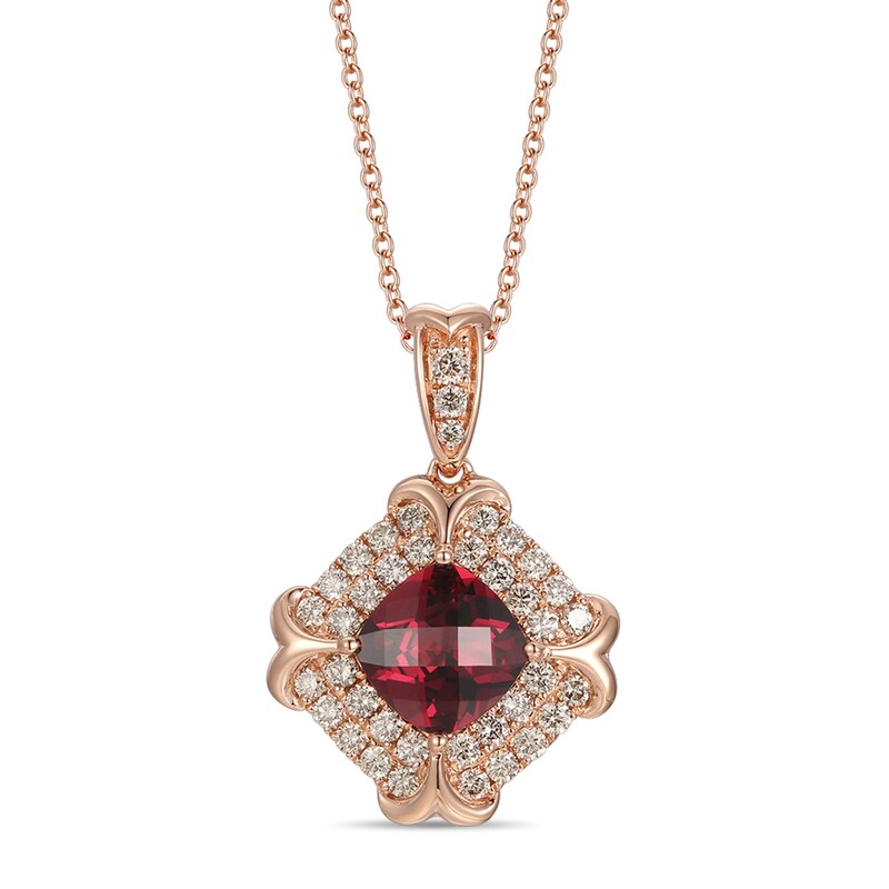 Le Vian Creme Brulee Rhodolite Necklace 7/8 ct tw Diamonds 14K Strawberry Gold 20"