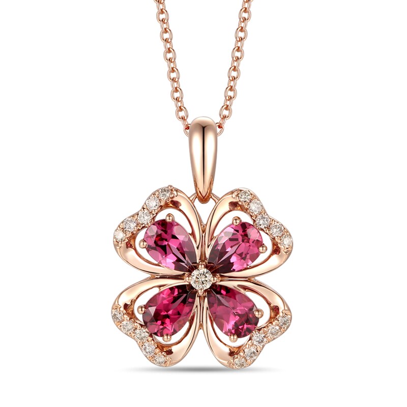 Main Image 1 of Le Vian Creme Brulee Rhodolite Necklace 1/5 ct tw Diamonds 14K Strawberry Gold 20"