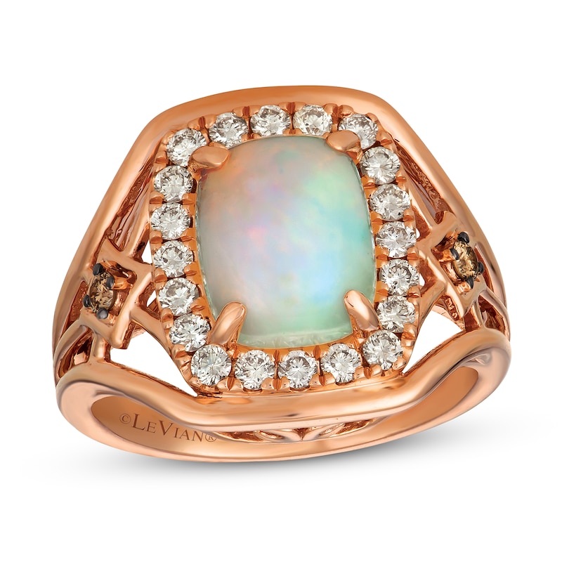Le Vian Creme Brulee Opal Ring 1/2 ct tw Diamonds 14K Strawberry Gold