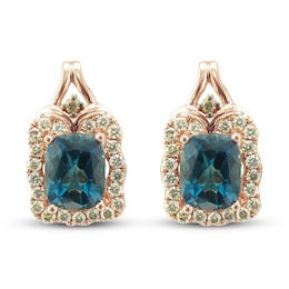 Le Vian Creme Brulee Natural Topaz Earrings 3/4 ct tw Diamonds 14K Strawberry Gold