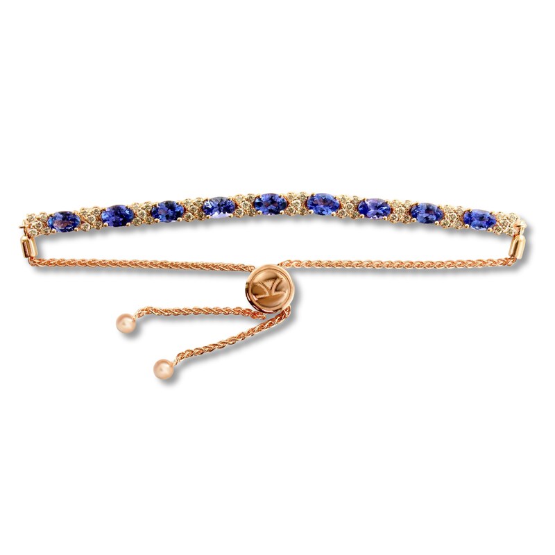 Le Vian Creme Brulee Natural Tanzanite Bolo Bracelet 3/4 ct tw Diamonds 14K Strawberry Gold