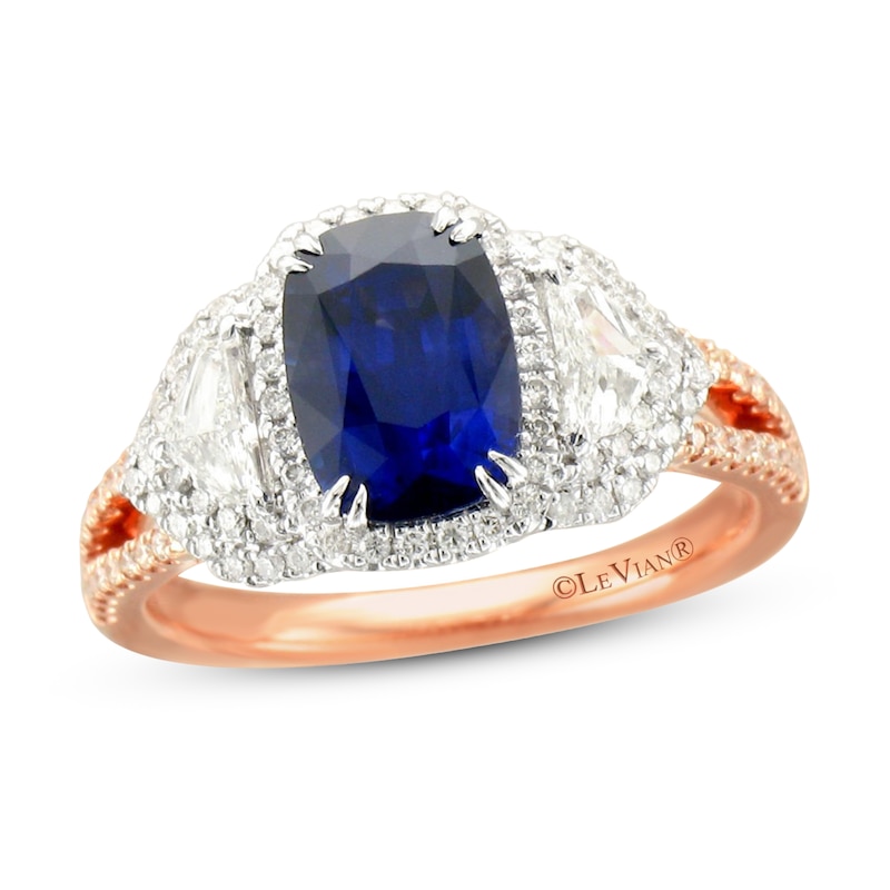 Main Image 1 of Le Vian Couture Natural Sapphire Ring 1/2 ct tw Diamonds Platinum/18K Strawberry Gold