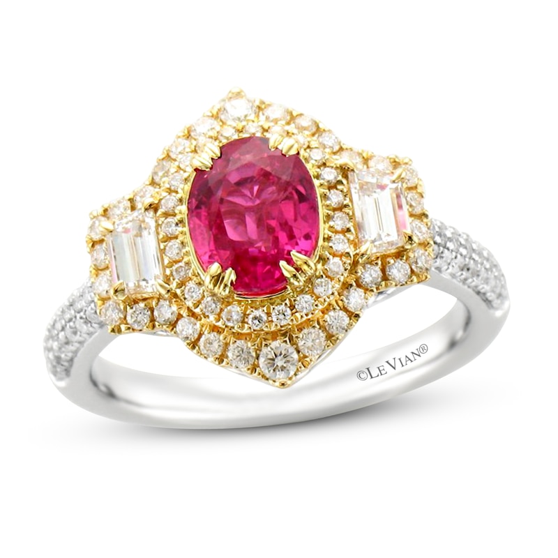 Le Vian Couture Pink Sapphire Ring 7/8 ct tw Diamonds 18K Two-Tone Gold