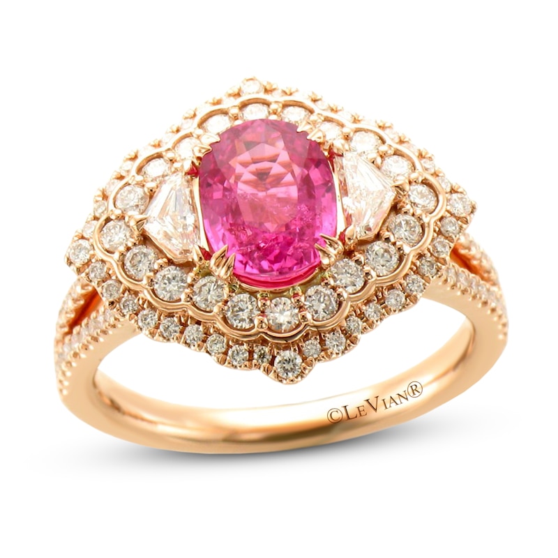 Le Vian Couture Natural Pink Sapphire Ring 3/4 ct tw Diamonds 18K Strawberry Gold