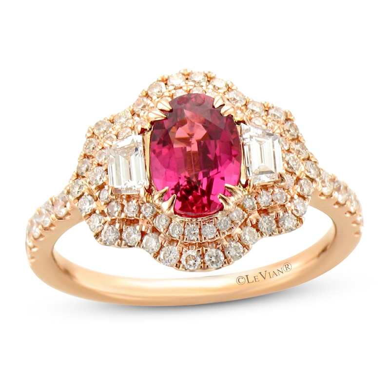 Main Image 1 of Le Vian Couture Natural Pink Sapphire Ring 7/8 ct tw Diamonds 18K Strawberry Gold