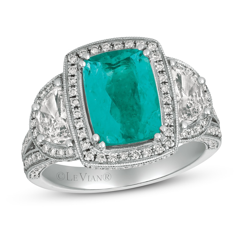 Main Image 1 of Le Vian Couture Natural Blue Paraiba Tourmaline Ring 1-3/8 ct tw Diamonds 18K Vanilla Gold