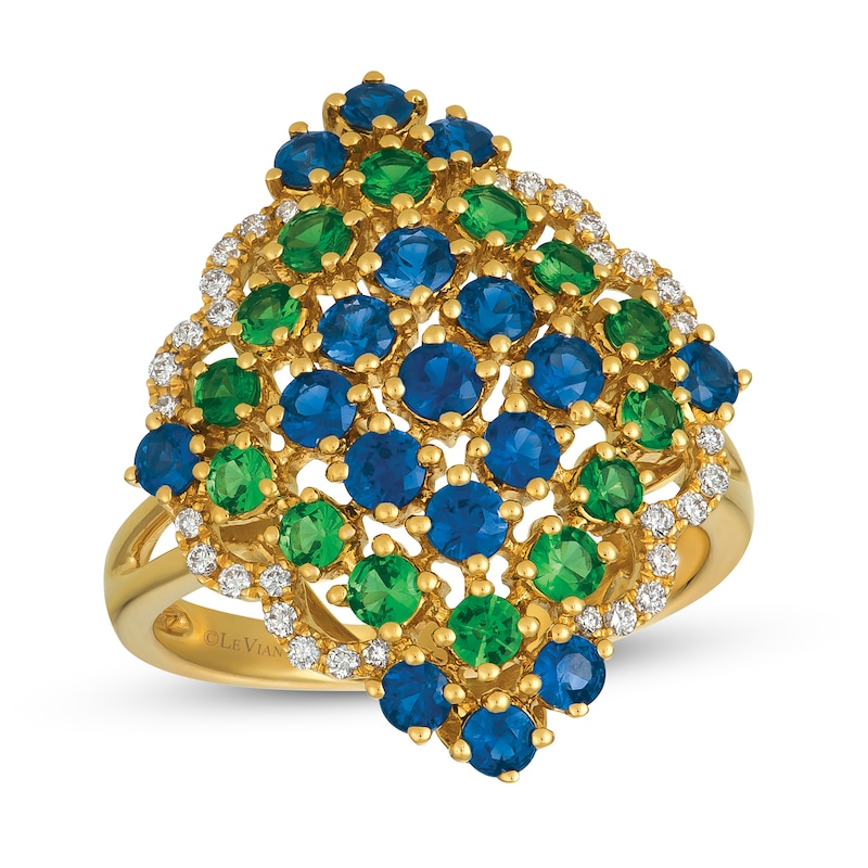 Main Image 1 of Le Vian Sapphire/Garnet Ring 1/6 ct tw Diamonds 18K Honey Gold