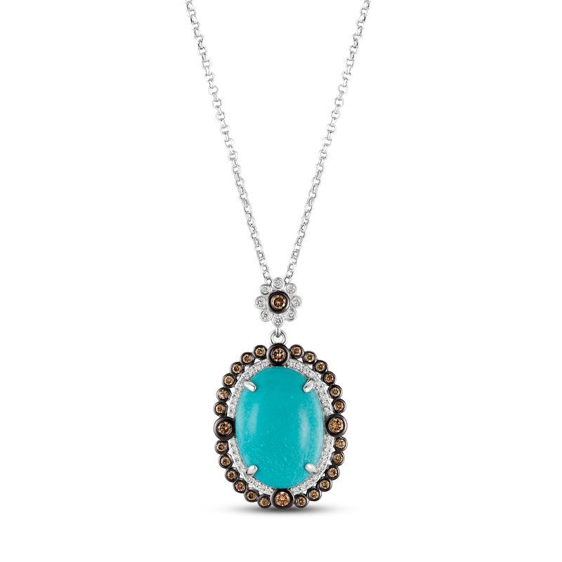 Main Image 1 of Le Vian Couture Natural Turquoise Necklace 7/8 ct tw Diamonds 18K Vanilla Gold 18"